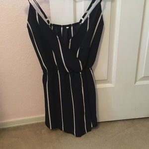 Blue and white striped romper